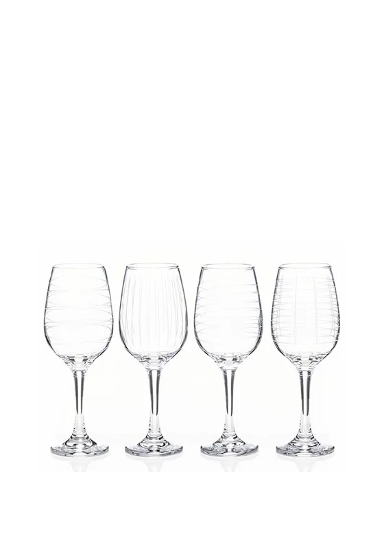 Newgrange Living Set of 4 Clear Cut Wine Glasses