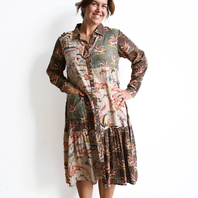 Short-sleeve DressShort-sleeve DressLong Sleeve Shirt Dress by Orientique Australia - Mikado - 21106