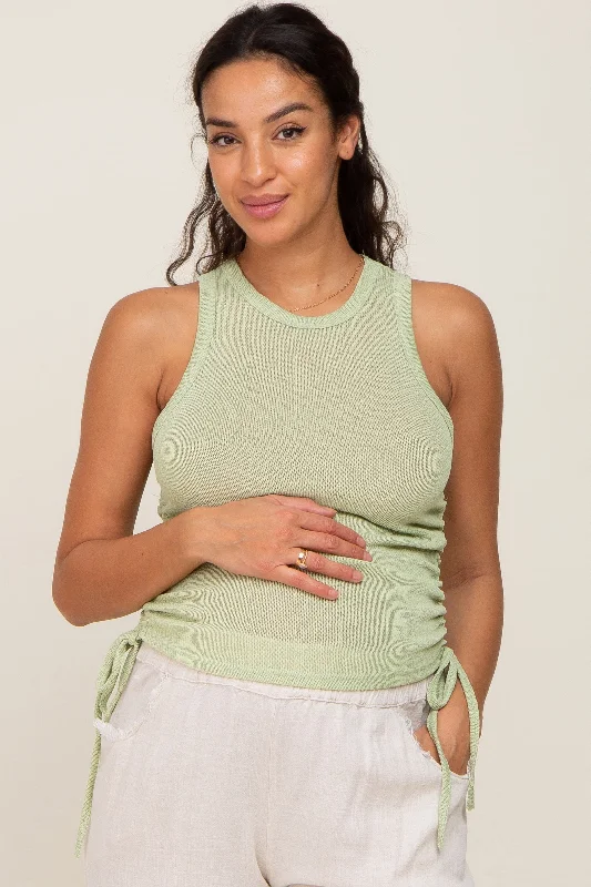 Lightweight vestMint Green Ruched Side Tie Knit Maternity Tank Top