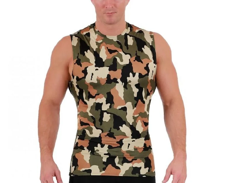 CrewnecksoftInsta Slim Camo Compression Activewear High Crew Tank 3MAT018