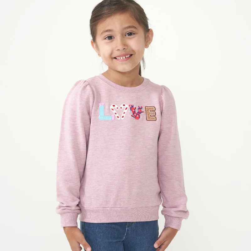 CrewneckfabricHeather Mauve LOVE Puff Crewneck Sweatshirt