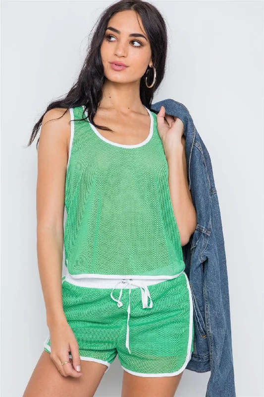 Training hoodieGreen Contrast Trim Net Recerback Tank Top /3-2-1