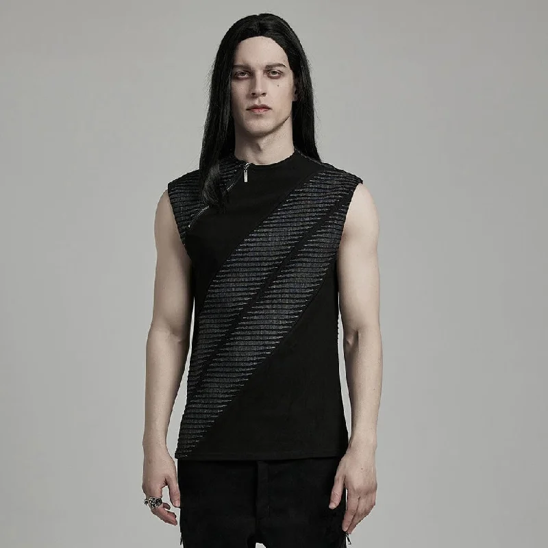 Reflective jacketMen's Punk Asymmetric Zipper Tank Top