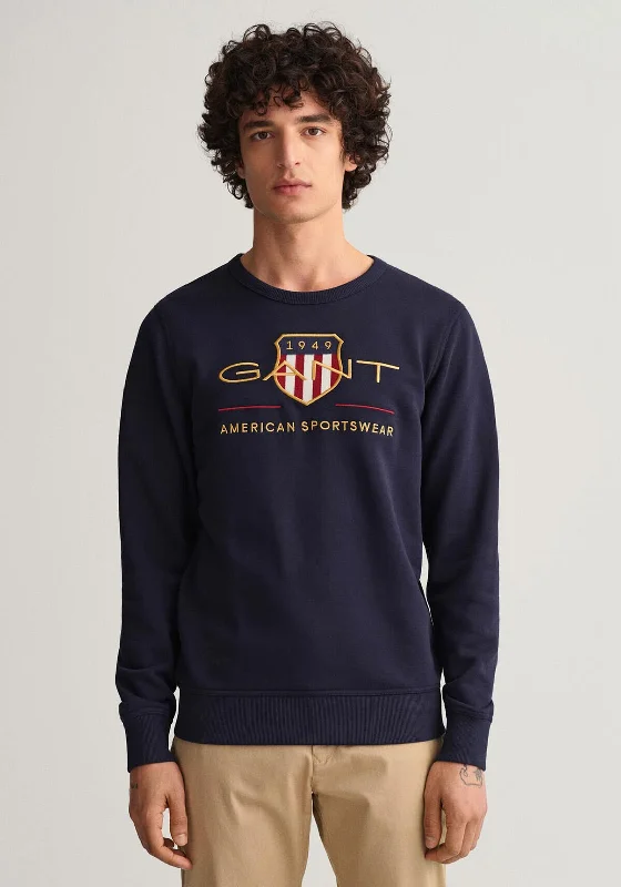 CrewnecktimelessGant D2 Archive Shield Crew Neck Sweatshirt, Evening Blue