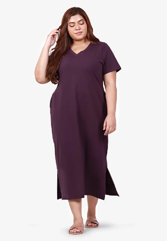 One-shoulder DressOne-shoulder DressMackayla V-neck Short Sleeve Maxi Dress - Purple