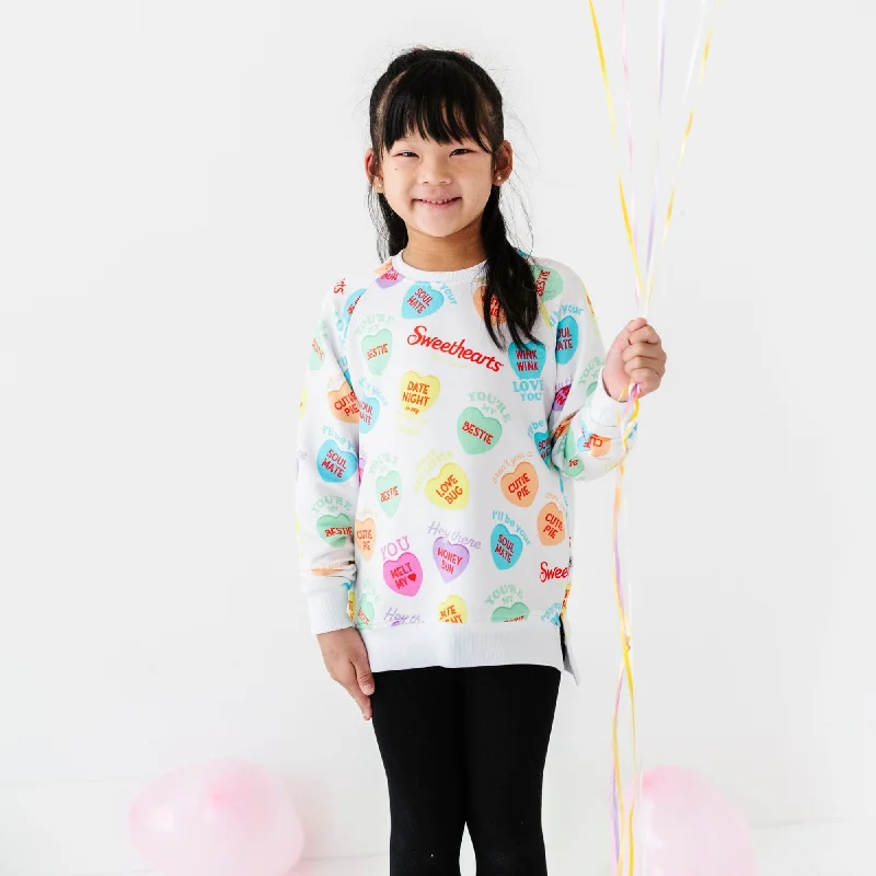 CrewneckdurableSweethearts® Colorful Candy Hearts Crew Neck Sweatshirt