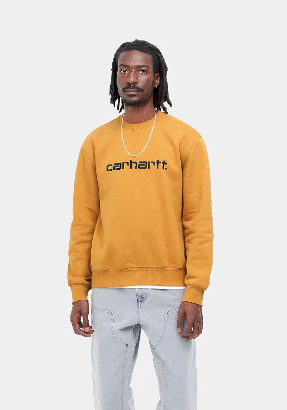 CrewneckbreathableCarhartt Crew Neck Sweatshirt, Ochre & Dark Navy