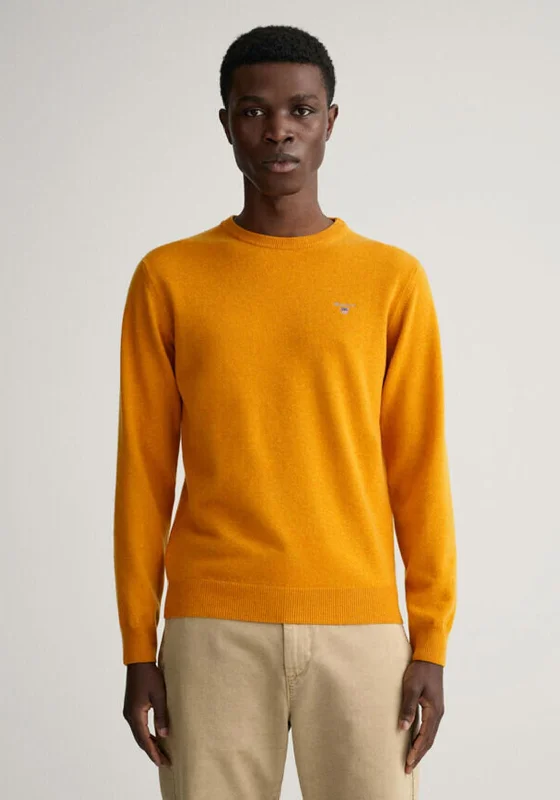 CrewneckdeviceGant Classic Cotton Crew Neck Sweater, Dark Mustard Orange