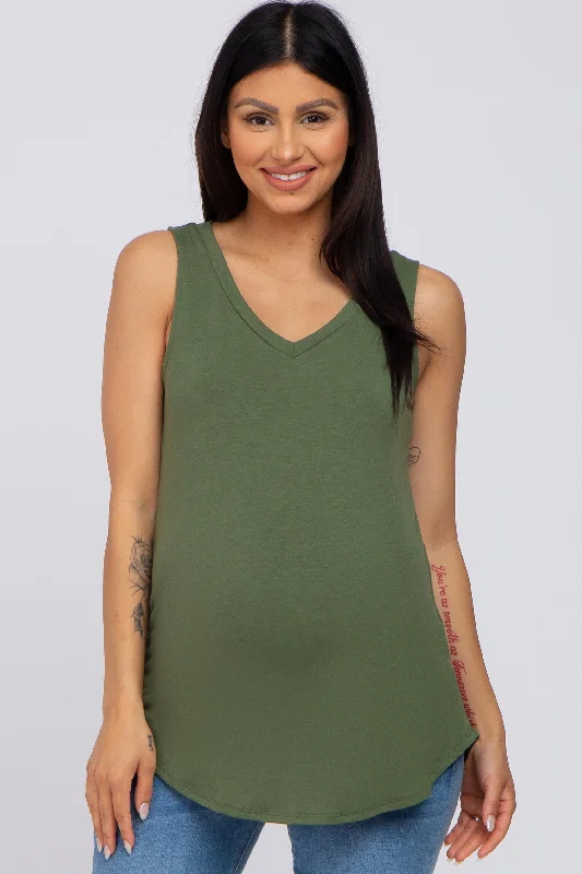 Training singletOlive V-Neck Maternity Tank Top