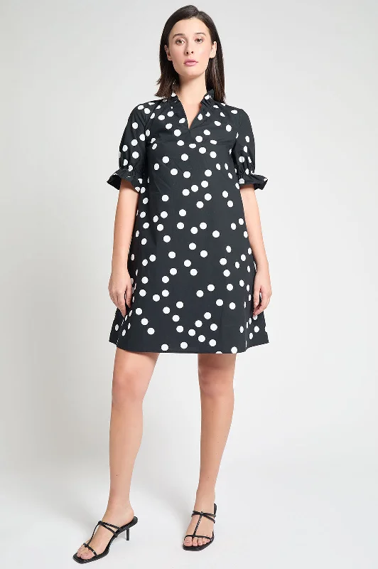 Geometric DressGeometric DressModern Fit Ruffle Detail Cotton Poplin Shift Dress