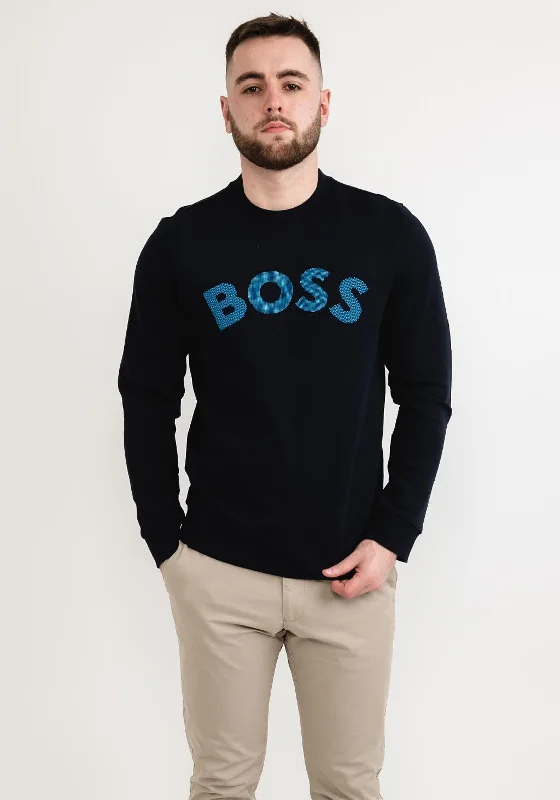 CrewneckqualityHugo Boss Statement Logo Athleisure Crew Neck, Navy