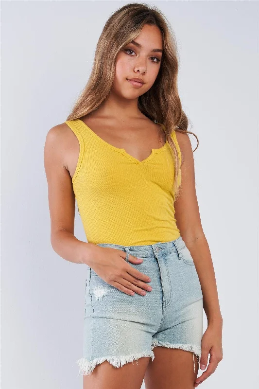 Thermal vestMustard Yellow Ribbed Tank Top Bodysuit /3-2-1