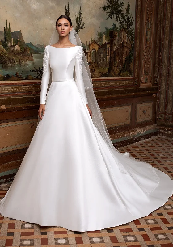 Long-sleeve DressLong-sleeve DressPronovias Vesta Wedding Dress, Off White