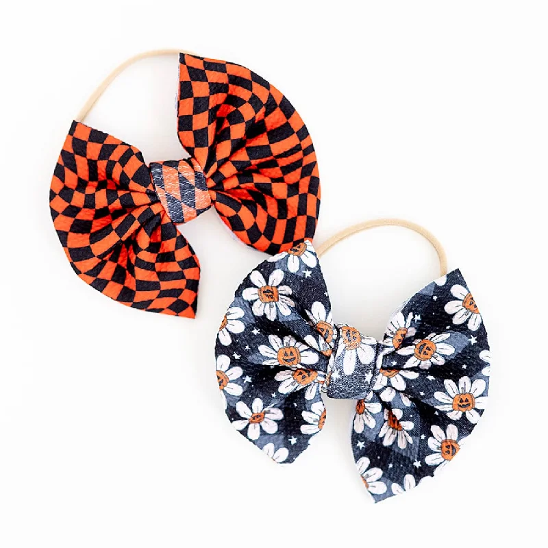 Wavy Check Nylon Bow Set