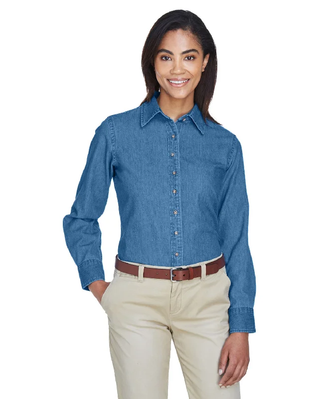 Graphic ShirtsHarriton M550W Ladies' 6.5 oz. Long-Sleeve Denim Shirt