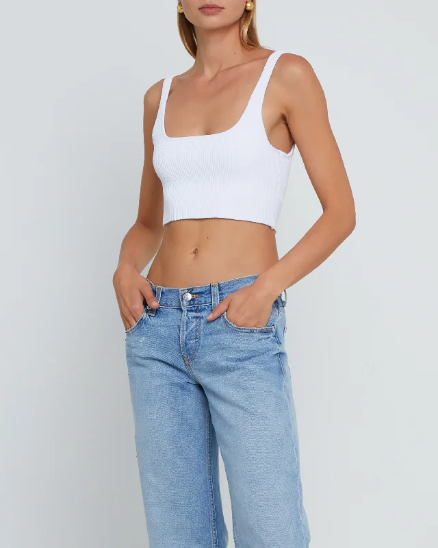 CroptopbreathableSculpting Knit Squareneck Cropped Tank