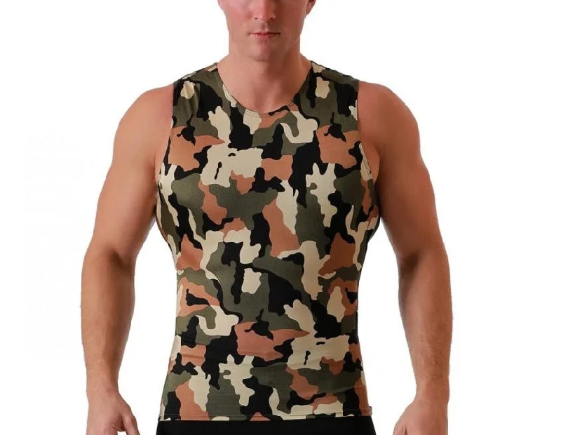 CrewneckcollarInsta Slim Big and Tall Camo Activewear Sleeveless Crewneck 3TAT0N1BT