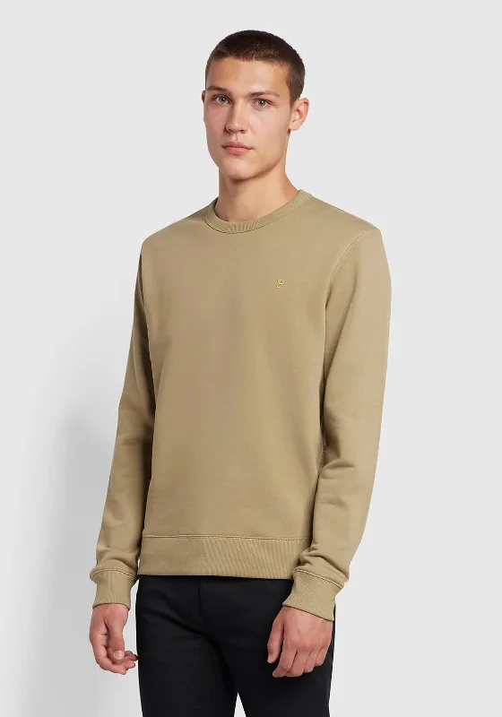 CrewneckclassicFarah Tim Crew Neck Sweatshirt, Beige