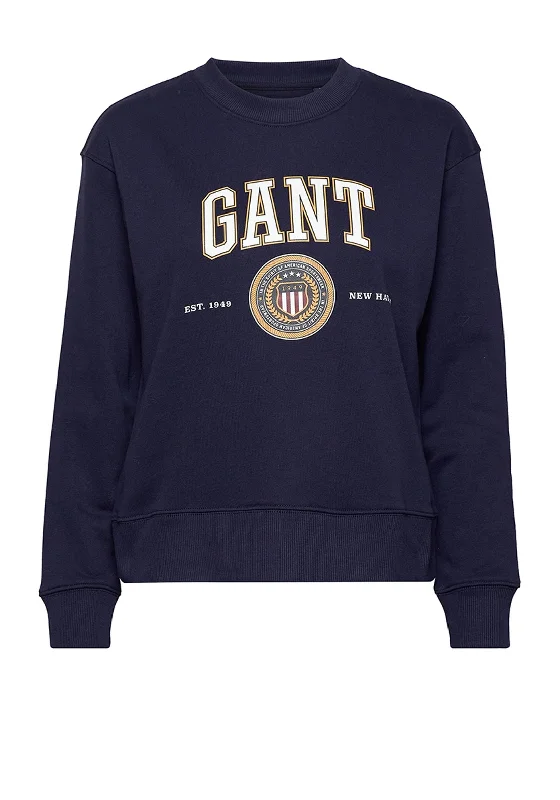 CrewneckcyberGant Crest Shield Crew Neck Sweatshirt, Classic Blue