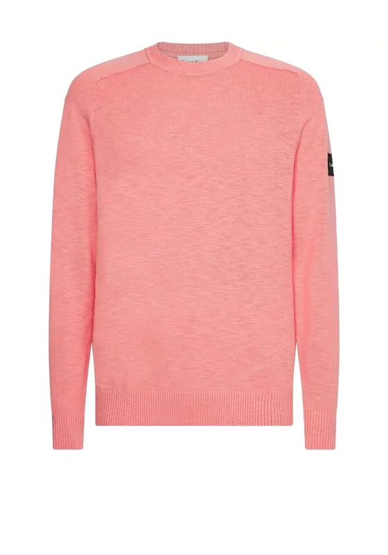 CrewneckaumentedCalvin Klein Textured Crew Neck Sweater, Darling Pink