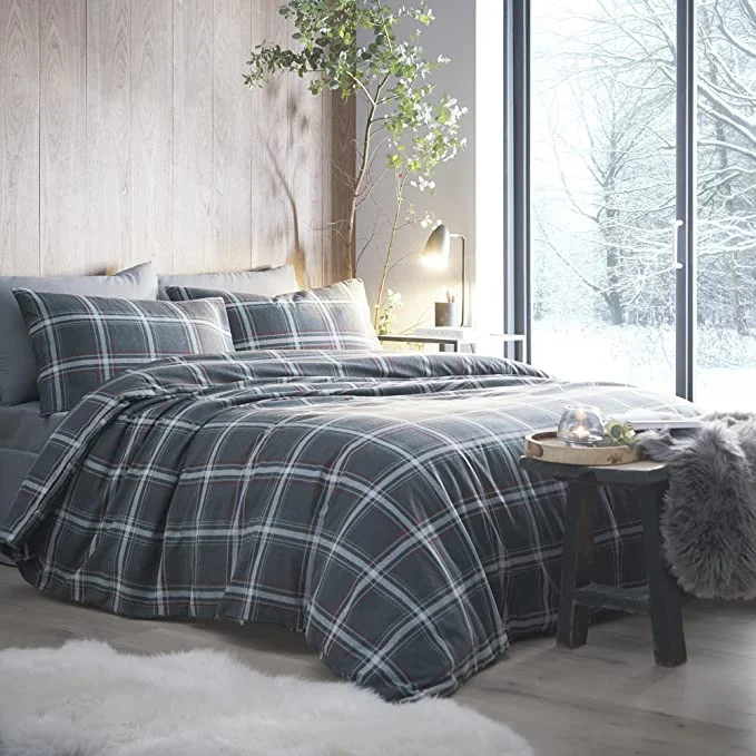 Appletree Hygge Aviemore Check Duvet Set, Charcoal