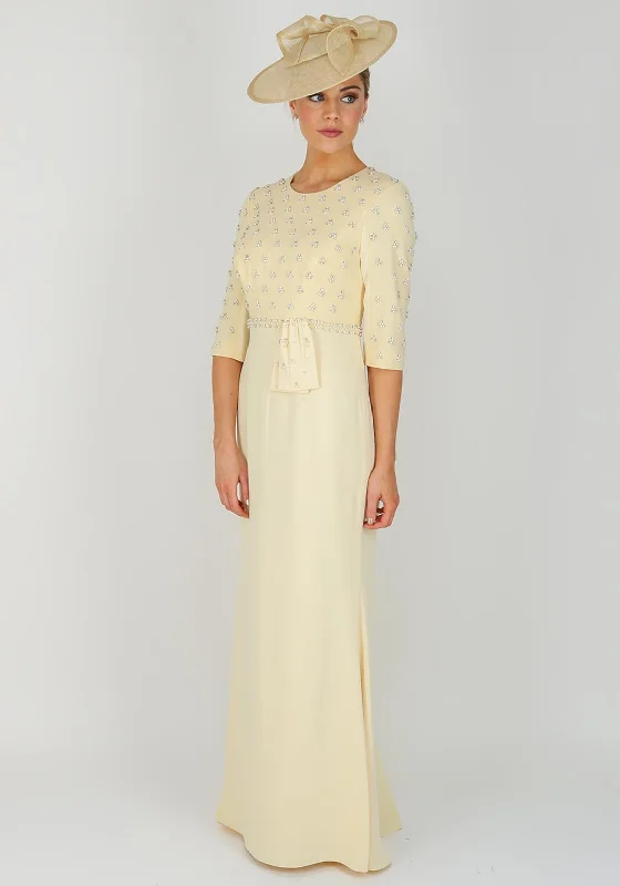 Shirt DressShirt DressJohn Charles Embellished Long Crepe Dress UK Size 10, Lemon