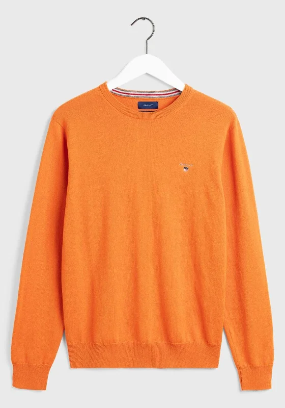 CrewneckplainGant Classic Cotton Crewneck Sweater, Orange Melange