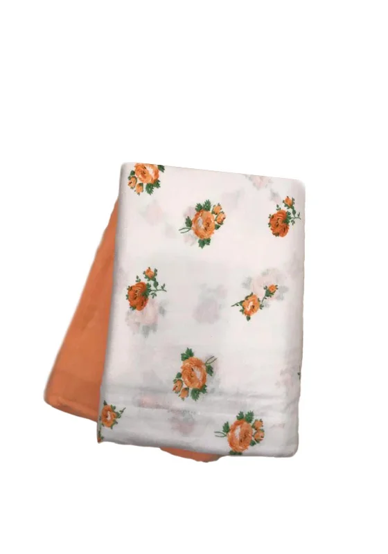 Charlotte Anderson Rosebud Flannel King Sheet Set, Peach