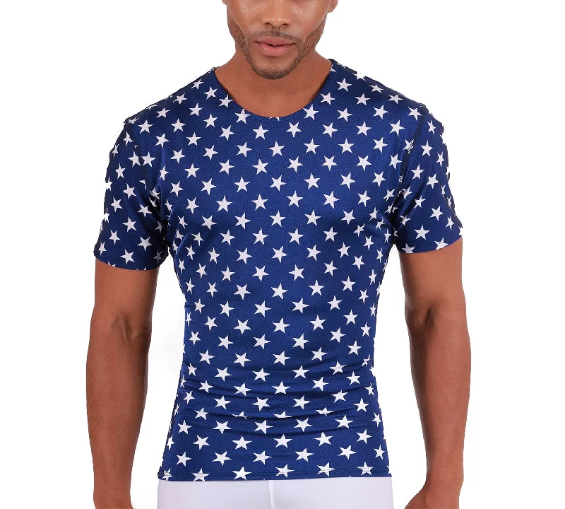 CrewnecklinenInsta Slim Big and Tall Stars Activewear Short Sleeve Crew 4TAT001BT