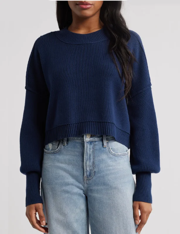 CroptopplainEasy Street Cropped Pullover, Navy