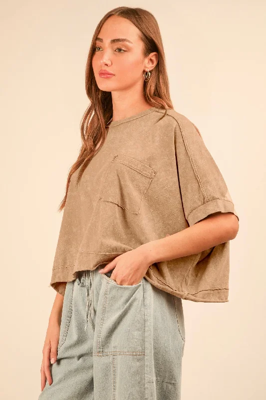 CroptopcolorEasy Does It Taupe Crop Tee