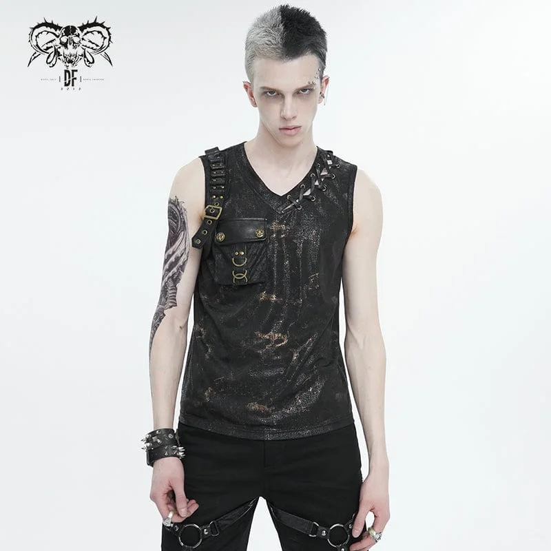 Outdoor jacketMen's Punk Big-pocket Buckle Tank Top