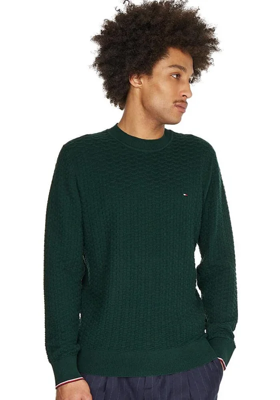 CrewneckstyleTommy Hilfiger Structured Knit Crew Neck Sweater, Hunter