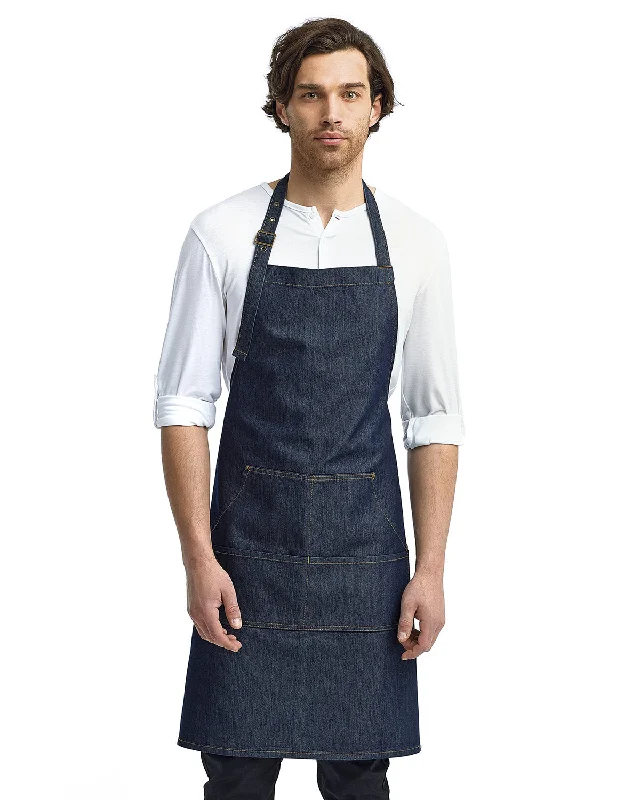 Button-Down ShirtsArtisan Collection by Reprime RP126 Unisex Jeans Stitch Denim Bib Apron