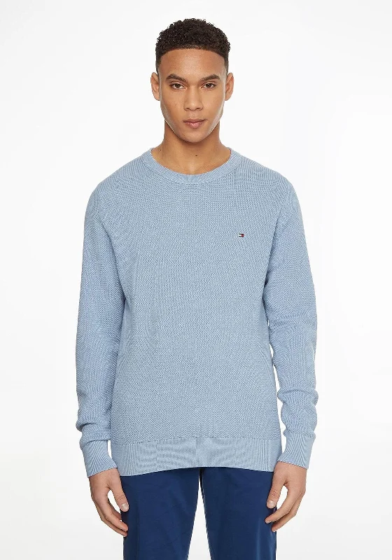 CrewnecktrendTommy Hilfiger Embroidered Flag Crew Neck Jumper, Daybreak Blue