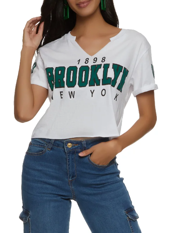 Skateboard T-Shirts1898 Brooklyn New York Notch Neck Tee