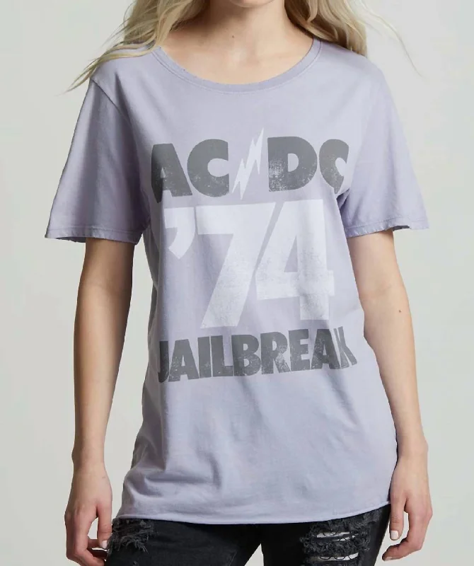 Lounge T-ShirtsAc/dc '74 Jailbreak Boyfriend Tee In Powder Blue