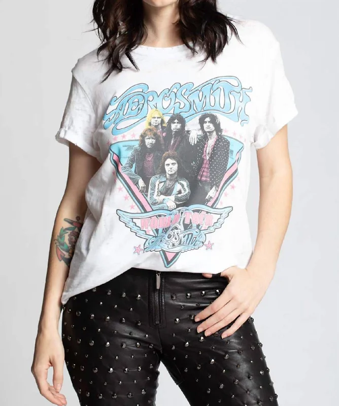 Metallic T-ShirtsAerosmith World Tour Tee In White