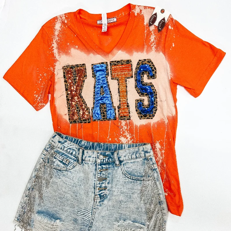 Reflective T-ShirtsBearkat Game Day | Kats Mix Print Patch Tee with Bleach Distressing in Orange