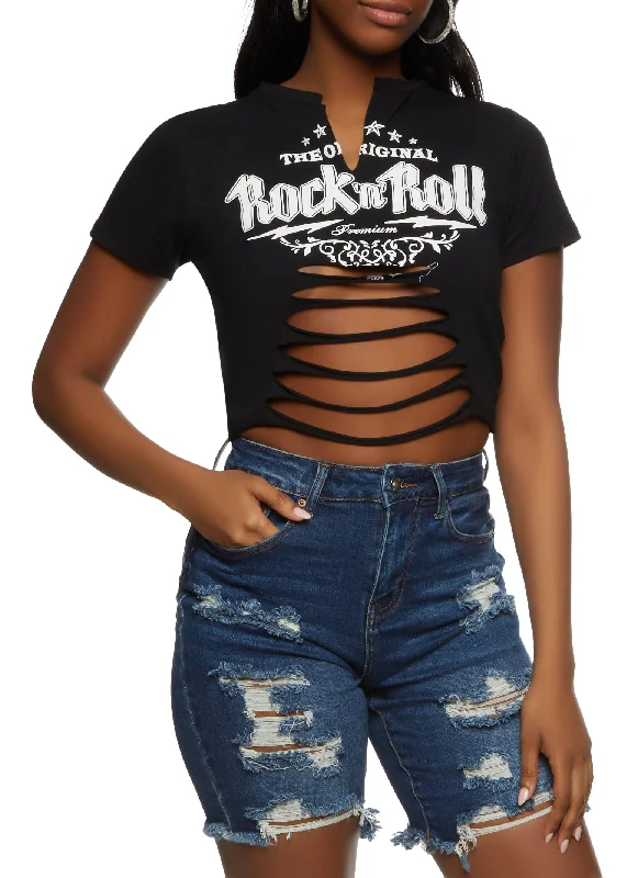 Minimalist T-ShirtsLaser Cut Rock N Roll Graphic Tee