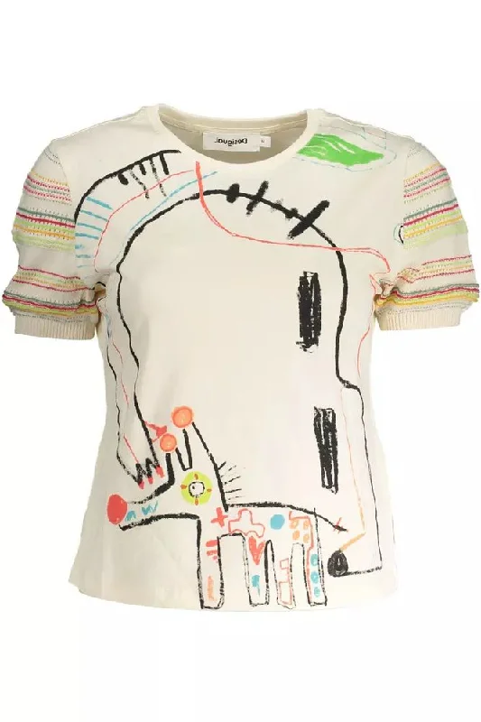 Boat Neck T-ShirtsDesigual Chic Desigual Printed  Tee with Contrasting Women's Accents