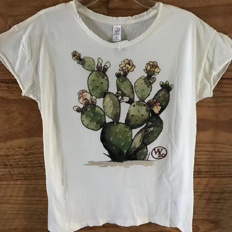 Streetwear T-ShirtsWest 20 Saddle Co. Green Watercolor Cactus Graphic Tee