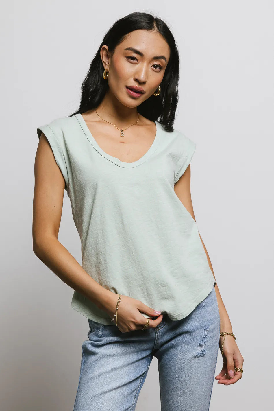 Outdoor T-ShirtsJaylene Muscle Tee in Sage - FINAL SALE