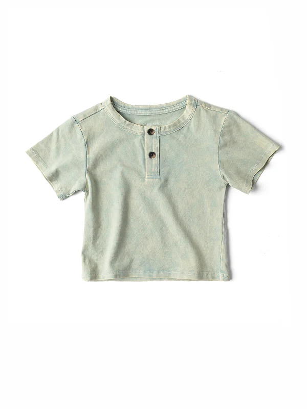 Lace-Up T-ShirtsJersey Henley Tee - Green Wash