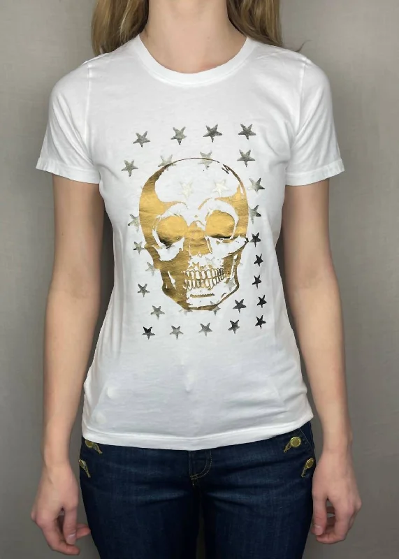 Recycled Fabric T-ShirtsMicro Tee In Stars & Skull Copper