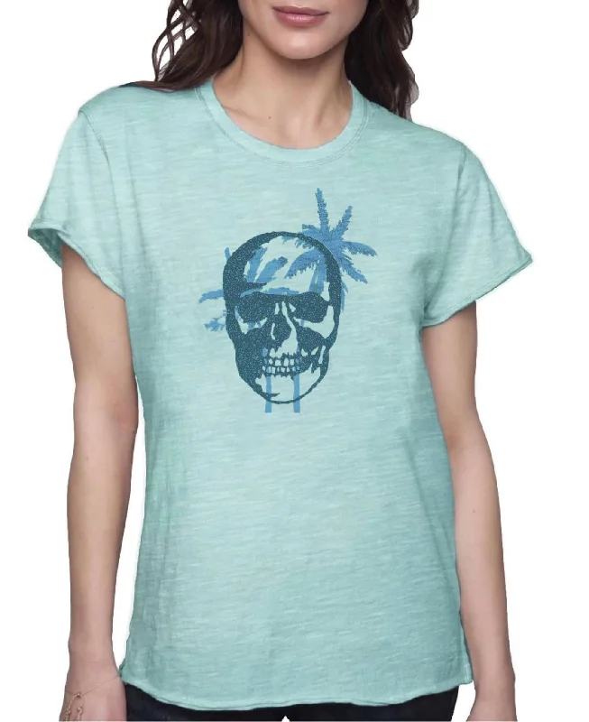 French Terry T-ShirtsPalm Skull Tee In Aqua