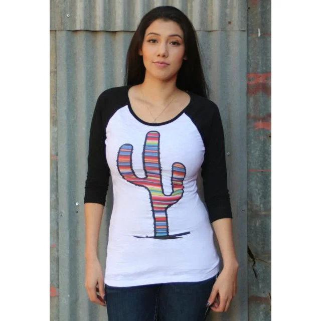 Athletic T-ShirtsRed Barn Ranch Serape Prickly Cactus Baseball Tee