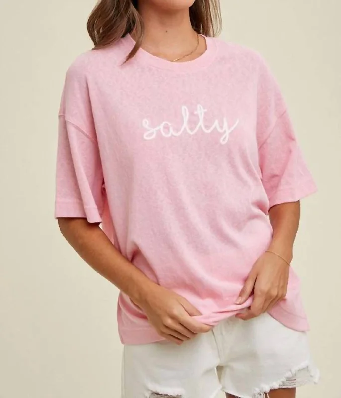 Cropped T-ShirtsSalty Cursive Tee In Pink